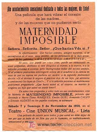 Kino: MATERNIDAD IMPOSIBLE     , SENCILLO  ,   S439