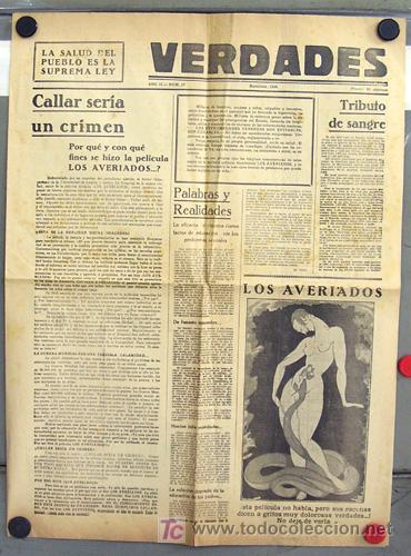 Cine: PTEB 100 LOS AVERIADOS PROGRAMA GRANDE formato PERIODICO DOCUMENTAL 1933 - Foto 1