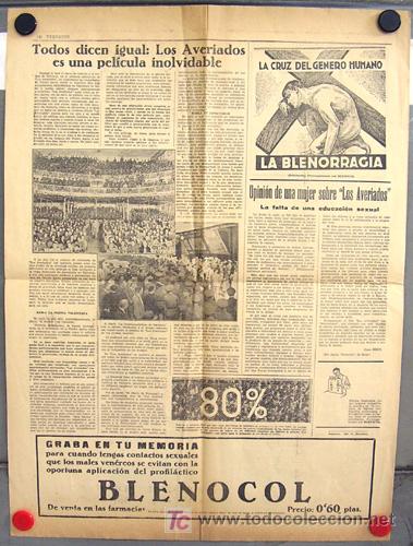 Cine: PTEB 100 LOS AVERIADOS PROGRAMA GRANDE formato PERIODICO DOCUMENTAL 1933 - Foto 2