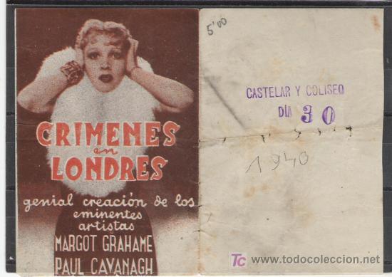 Flyers Publicitaires de Films Anciens: CRIMENES EN LONDRES       PROGRAMA DOBLE