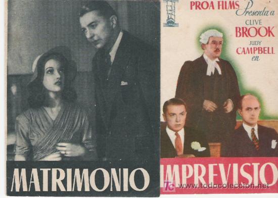 Flyers Publicitaires de Films Anciens: MATRIMONIO IMPREVISTO