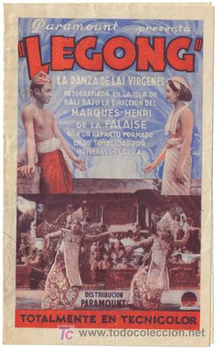 Cine: PTCC 318 LEGONG PROGRAMA DOBLE PARAMOUNT HENRI DE LA FALAISE BALI - Foto 1
