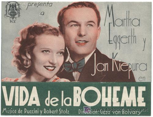 Cine: PTCC 417 VIDA DE LA BOHEME PROGRAMA DOBLE PROCINES MARTHA EGGERTH B - Foto 1