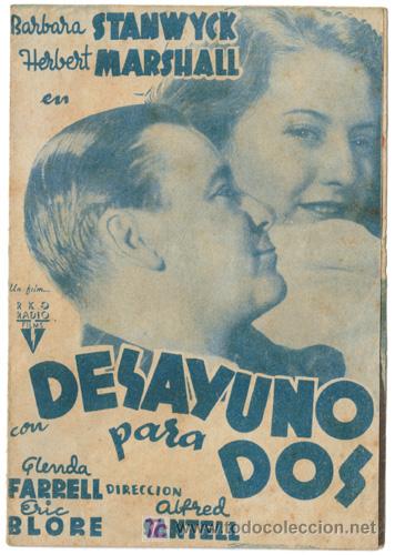 Cine: PTCC 441 DESAYUNO PARA DOS PROGRAMA DOBLE RKO BARBARA STANWYCK - Foto 1