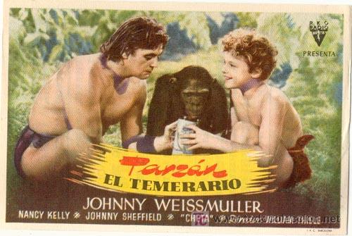 Kino: TARZAN EL TEMERARIO PROGRAMA SENCILLO RKO JOHNNY WEISSMULLER
