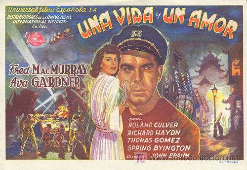 Cine: UNA VIDA Y UN AMOR PROGRAMA SENCILLO UNIVERSAL AVA GARDNER FRED MACMURRAY - Foto 1