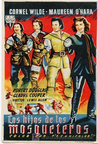 Kino: LOS HIJOS DE LOS MOSQUETEROS PROGRAMA SENCILLO RKO MAUREEN O'HARA