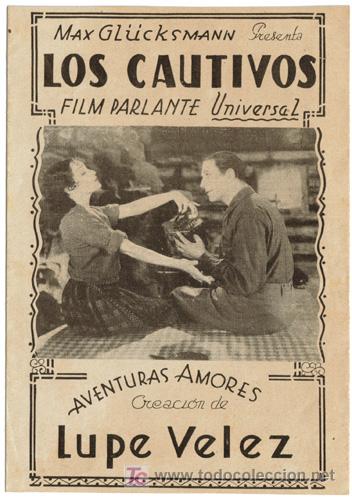 Cine: PTCC 328 LOS CAUTIVOS PROGRAMA DOBLE URUGUAYO UNIVERSAL LUPE VELEZ - Foto 1