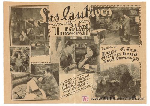 Cine: PTCC 328 LOS CAUTIVOS PROGRAMA DOBLE URUGUAYO UNIVERSAL LUPE VELEZ - Foto 2