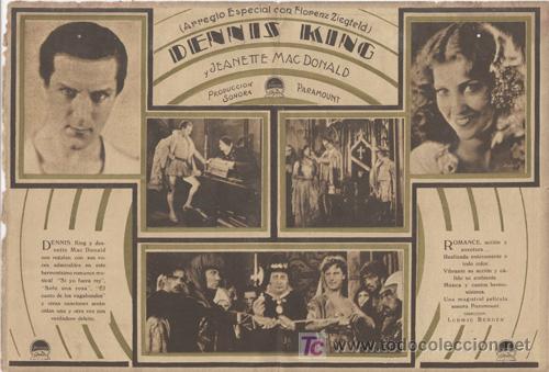 Cine: PTCC 328 EL REY VAGABUNDO PROGRAMA DOBLE URUGUAYO PARAMOUNT JEANETTE MACDONALD - Foto 2