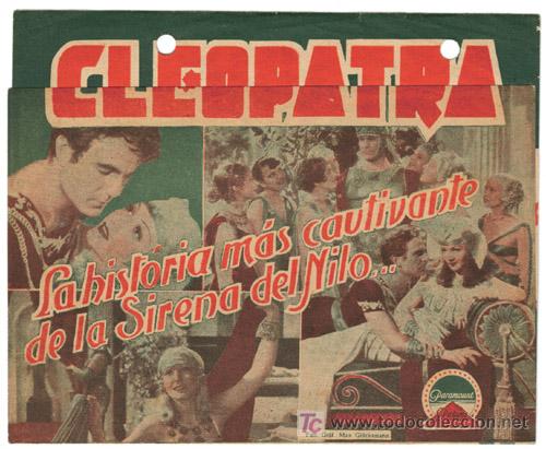 Cine: PTCC 443 CLEOPATRA PROGRAMA DOBLE URUGUAYO PARAMOUNT CLAUDETTE COLBERT CECIL B. DEMILLE - Foto 1