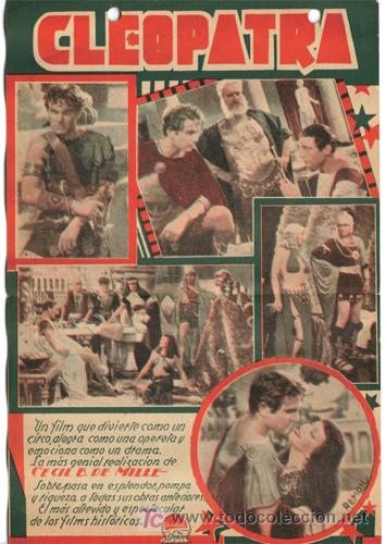 Cine: PTCC 443 CLEOPATRA PROGRAMA DOBLE URUGUAYO PARAMOUNT CLAUDETTE COLBERT CECIL B. DEMILLE - Foto 2