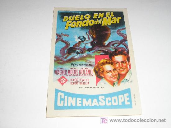 Folhetos de m&atilde;o de filmes antigos de cinema: ANTIGUO FOLLETO DE MANO DUELO EN EL FONDO DEL MAR - ROBERT WAGNER