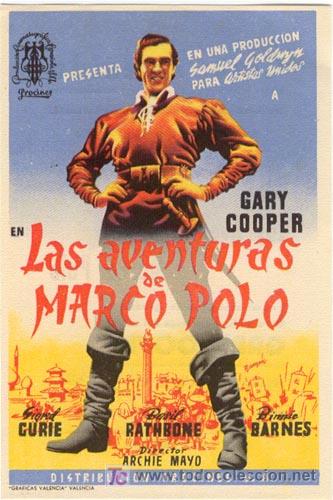Cine: LAS AVENTURAS DE MARCO POLO PROGRAMA SENCILLO PROCINES GARY COOPER - Foto 1
