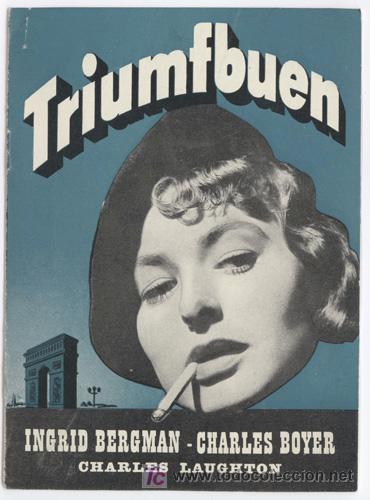 Cine: PTCC 328 ARCO DE TRIUNFO PROGRAMA LIBRITO DANES INGRID BERGMAN CHARLES BOYER - Foto 1