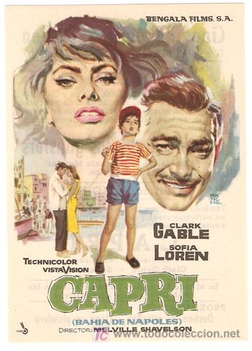 Cine: CAPRI PROGRAMA SENCILLO BENGALA CLARK GABLE SOFIA LOREN - Foto 1