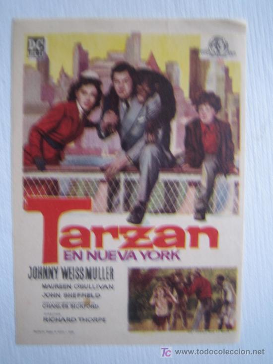 Folhetos de m&atilde;o de filmes antigos de cinema: Tarzan en Nueva York - weissmuller o'sullivan sheffield richard thorpe folleto mano