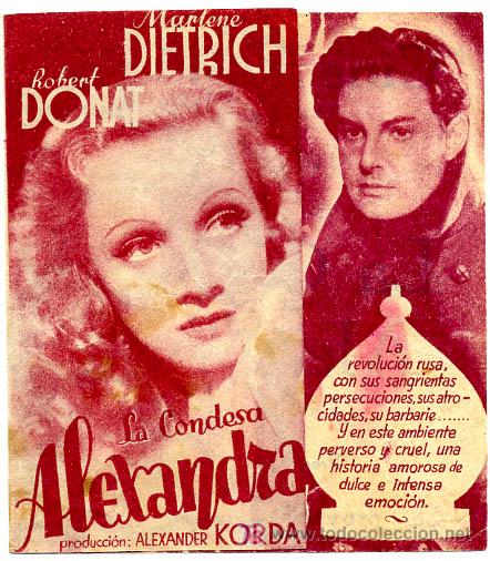 Cine: LA CONDESA ALEXANDRA, MARLENE DIETRICH  ,DOBLE , S678
