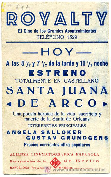 Cine: SANTA JUANA DE ARCO  ,DOBLE , S677 - Foto 2