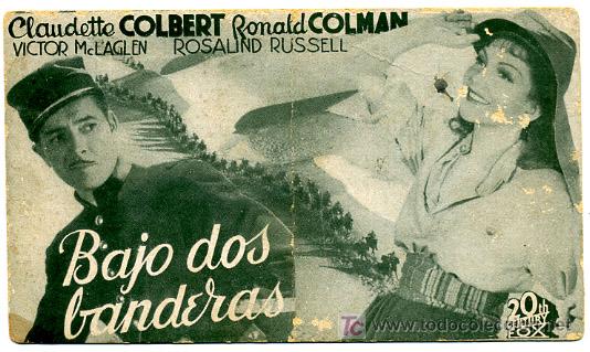 Foglietti di film di film antichi di cinema: BAJO DOS BANDERAS  , TARJETA FOX ,  S841