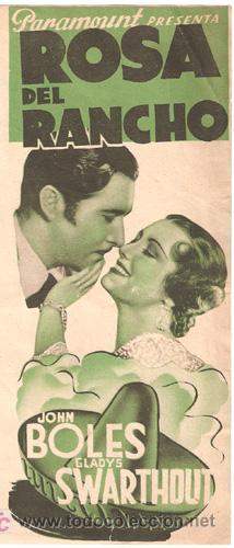 Cine: PTCC 434 ROSA DEL RANCHO PROGRAMA DOBLE PARAMOUNT JOHN BOLES sin doblar - Foto 1