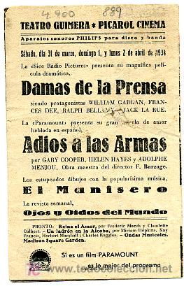 Cine: ADIOS A LAS ARMAS, GARY COOPER ,1934, PARAMOUNT , DOBLE , S889 - Foto 2