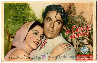 Foglietti di film di film antichi di cinema: LA SALVAJE BLANCA   , SENCILLO  , PM7042