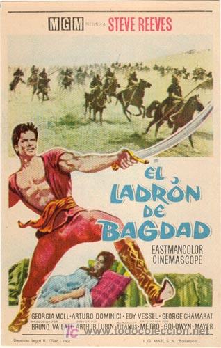 Cine: EL LADRON DE BAGDAD PROGRAMA SENCILLO MGM STEVE REEVES - Foto 1