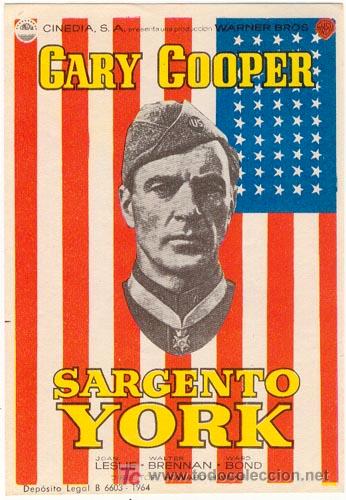 Cine: SARGENTO YORK PROGRAMA SENCILLO CINEDIA GARY COOPER - Foto 1