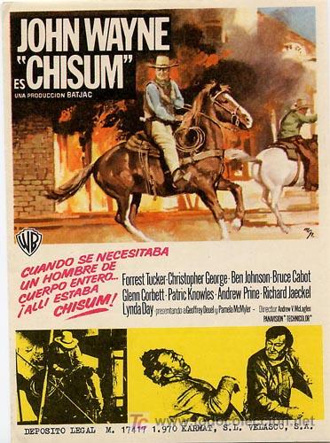 Cine: CHISUM PROGRAMA SENCILLO WARNER JOHN WAYNE - Foto 1
