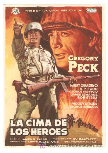 Cine: LA CIMA DE LOS HEROES PROGRAMA SENCILLO CB GREGORY PECK - Foto 1