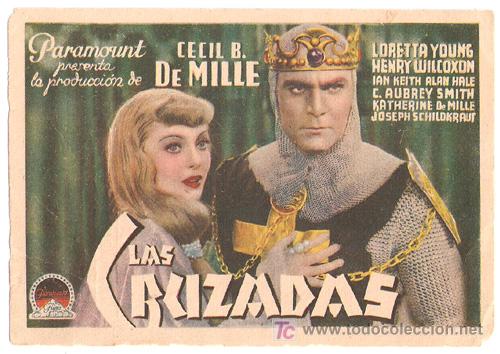 Cine: PTCC 404 LAS CRUZADAS PROGRAMA TARJETA PARAMOUNT LORETTA YOUNG CECIL B. DEMILLE - Foto 1