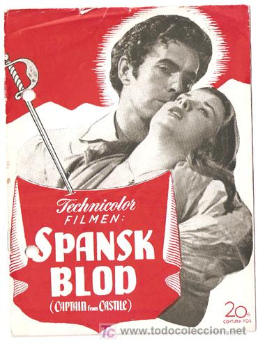Cine: EL CAPITAN DE CASTILLA PROGRAMA LIBRITO DANES TYRONE POWER JEAN PETERS - Foto 1