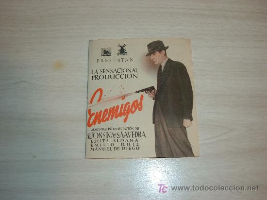 Flyers Publicitaires de Films Anciens: ENEMIGOS POR ALFONSINA DE SAAVEDRA,HELIOS FILMS ASPA PRODUCCIONES