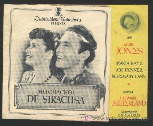 Foglietti di film di film antichi di cinema: P-4740- Muchachos de Siracusa (The Boys from Syracuse) (Doble) (CINE ECHEGARAY) Allan Jones