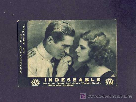 Cine: Indeseable (tarjeta a&ntilde;os 30) - Foto 1