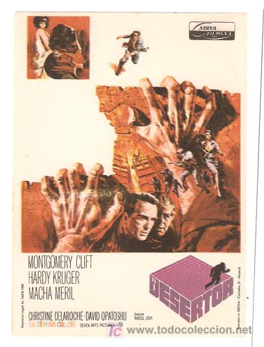 Cine: EL DESERTOR PROGRAMA SENCILLO NUEVA FILMS MONTGOMERY CLIFT - Foto 1