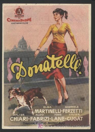 Folhetos de m&atilde;o de filmes antigos de cinema: P-7613- DONATELLA (SALA EDISON - FIGUERAS) Elsa Martinelli - Walter Chiari - Gabriele Ferzetti