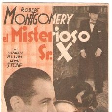 Cine: EL MISTERIOSO SR. X PROGRAMA TARJETA MGM ROBERT MONTGOMERY