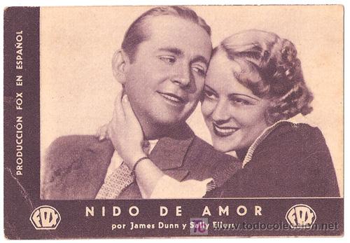 Cine: PTCC 430 NIDO DE AMOR PROGRAMA TARJETA FOX WILL JAMES DUNN SALLY EILERS A - Foto 1