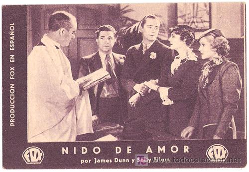 Cine: PTCC 309 NIDO DE AMOR PROGRAMA TARJETA FOX WILL JAMES DUNN SALLY EILERS C - Foto 1