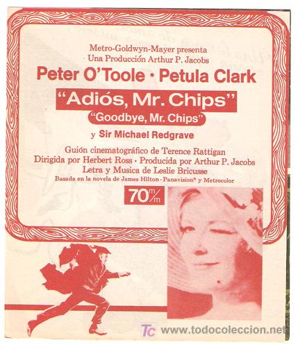 Cine: ADIOS MR. CHIPS PROGRAMA DOBLE MGM PETER OTOOLE PETULA CLARK - Foto 1