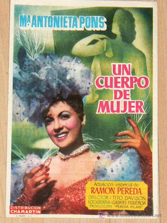 Kino: DIFICIL PROGRAMA DE MANO, ORIGINAL Y ANTIGUO: UN CUERPO DE MUJER.. CON PUBLICIDAD EN EL DORSO