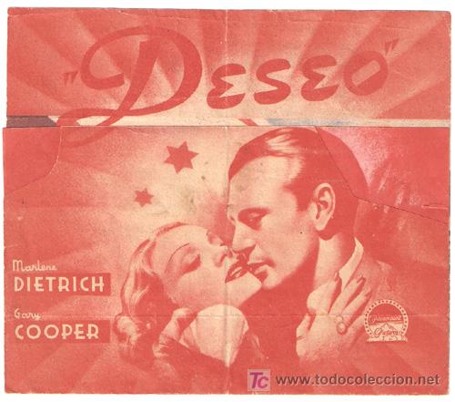 Cine: PTCC 506 DESEO PROGRAMA DOBLE PARAMOUNT rojo GARY COOPER MARLENE DIETRICH - Foto 1