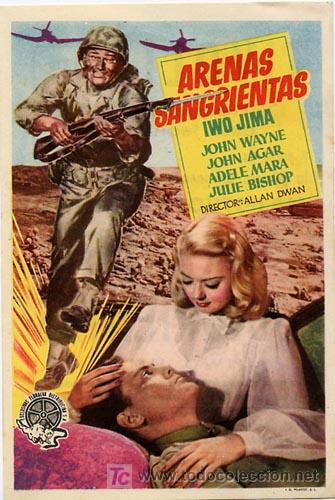 Cine: ARENAS SANGRIENTAS PROGRAMA SENCILLO FLROALVA JOHN WAYNE JOHN AGAR - Foto 1