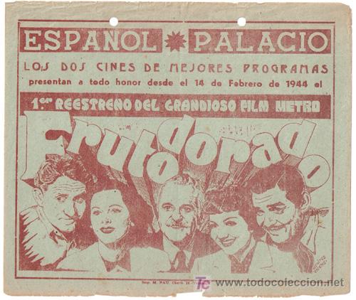Cine: FRUTO DORADO PROGRAMA LOCAL CLARK GABLE SPENCER TRACY HEDY LAMARR CLAUDETTE COLBERT - Foto 1