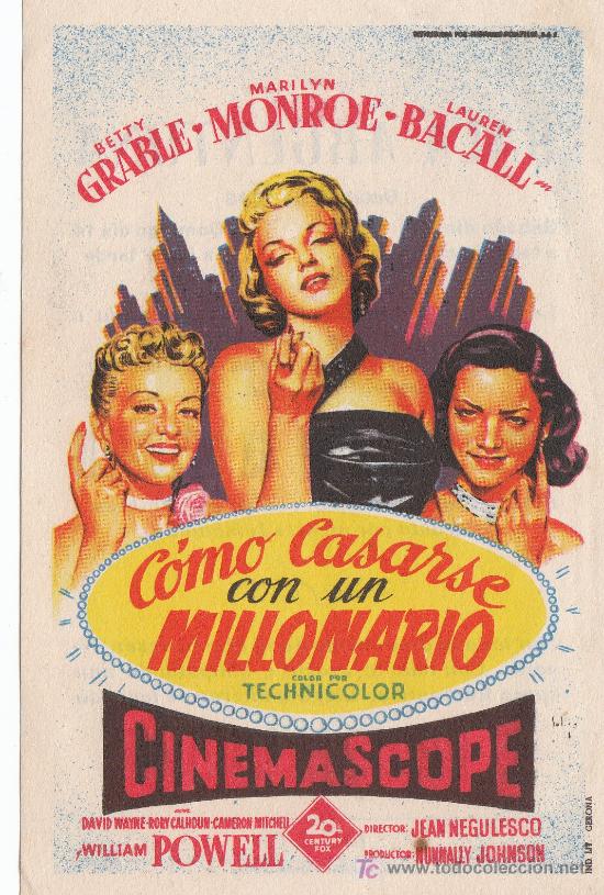 Cine: PROGRAMA DE CINE (SENCILLO) COMO CASARSE CON UN MILLONARIO, SOLIGO - Foto 1