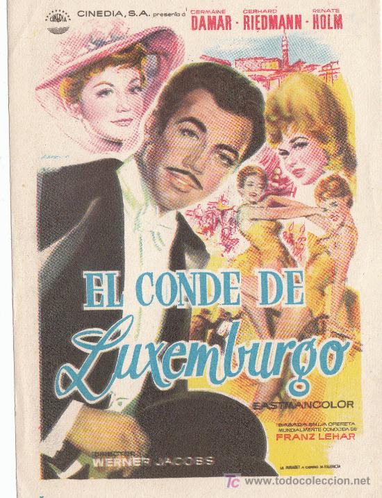 Cine: PROGRAMA DE CINE (SENCILLO) EL CONDE DE LUXENBURGO, DORSO EN BLANCO - Foto 1