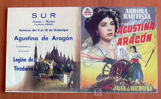 Cinema: Agustina de Arag&oacute;n - Aurora Bautista - Publicidad Cine Sur de Mislata
