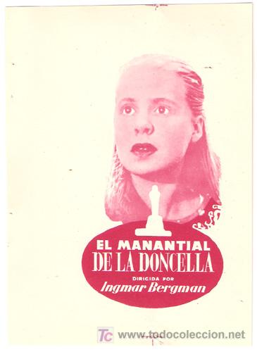 Cine: EL MANANTIAL DE LA DONCELLA PROGRAMA SENCILLO CHAMARTIN INGMAR BERGMAN B - Foto 1